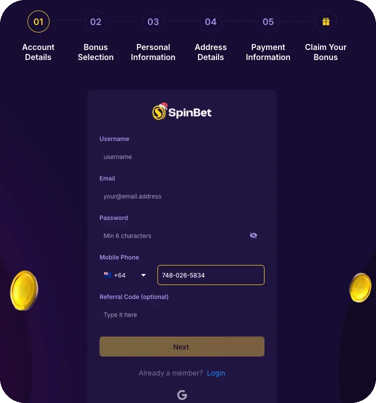 spin bet registration